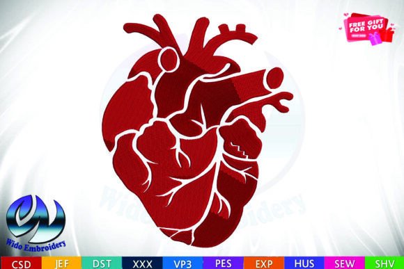 Anatomical Heart Embroidery Design