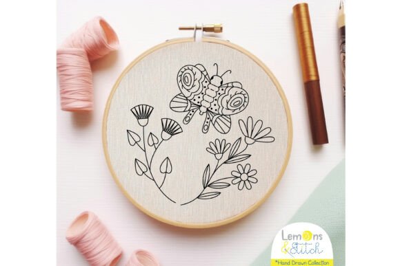 Butterfly Embroidery Wild Flowers
