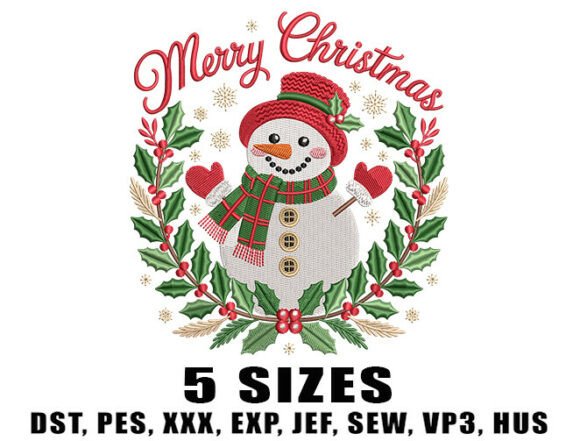 Cozy Snowman Christmas Embroidery Design