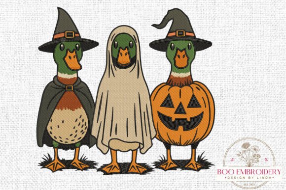 Cute Halloween Duck Embroidery Design