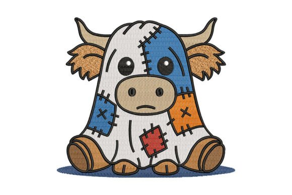 Cute Patchwork Cow Embroidery Design