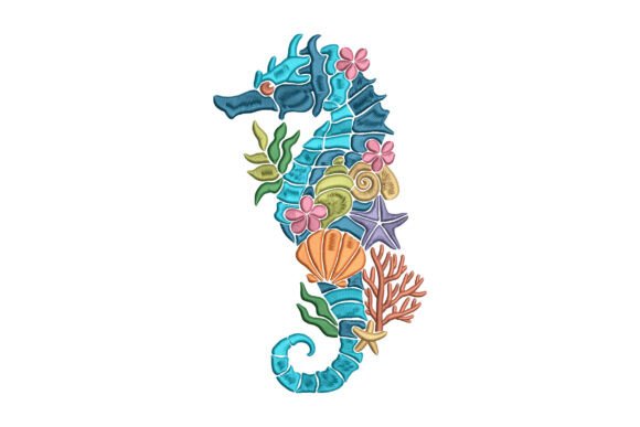 Floral Seahorse Embroidery