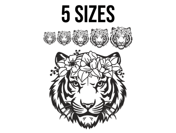 Floral Tiger Embroidery Design