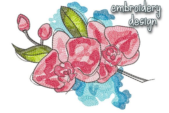 Flower Orchid Embroidery Design