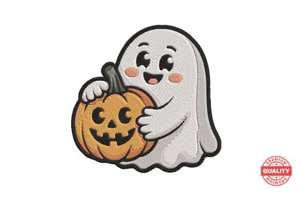 Ghost with Pumpkin Embroidery Design