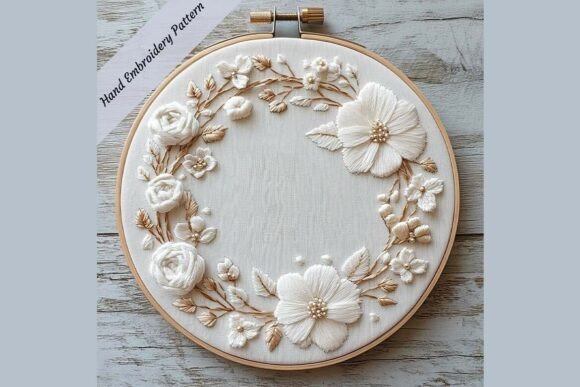 Hand Embroidery Floral Wedding Wreath 07