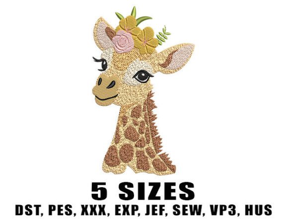 Jungle Giraffe Embroidery Design