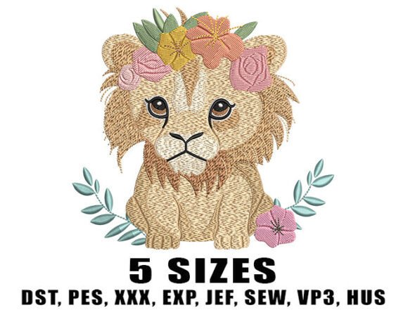 Lion Baby Cartoon Embroidery Design
