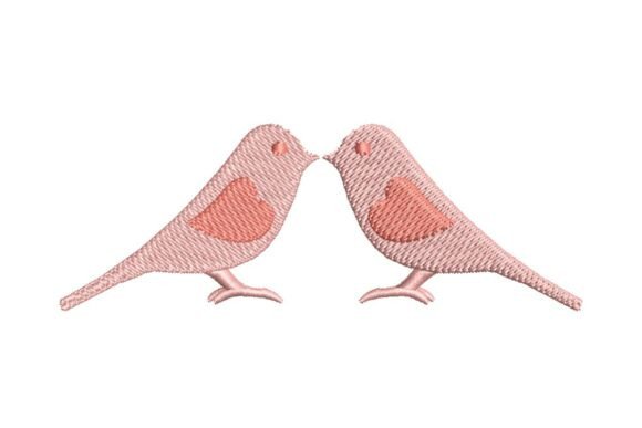 Lovebirds with Heart Wings Embroidery Design