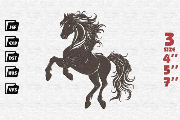 Majestic Rearing Horse Embroidery Design