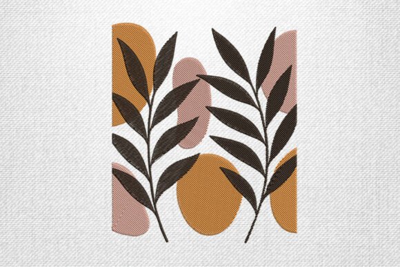 Modern Abstract Leaf Embroidery Art