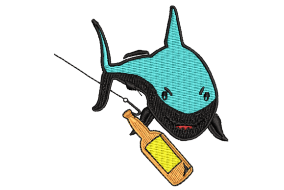 Playful Shark Embroidery Design