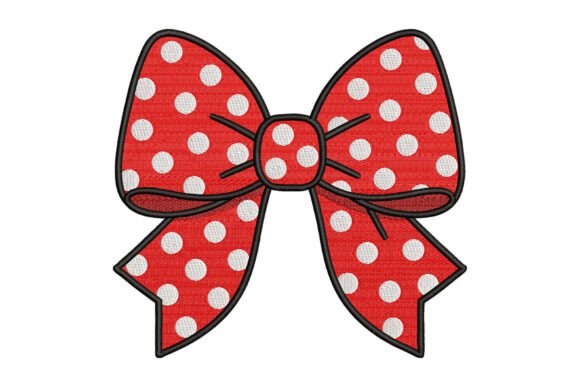 Red Polka Dot Bow Embroidery