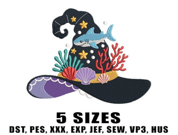 Spooky Ocean Witch Embroidery Design