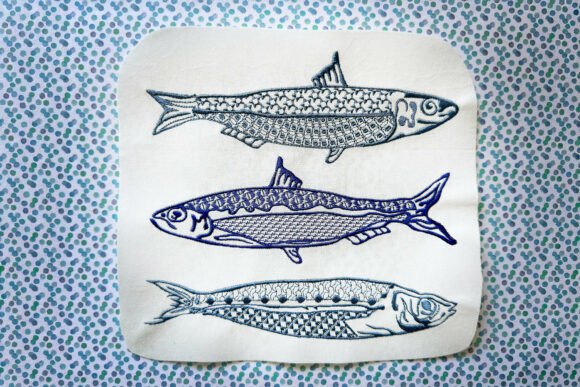 Three Sardine Machine Embroidery Design