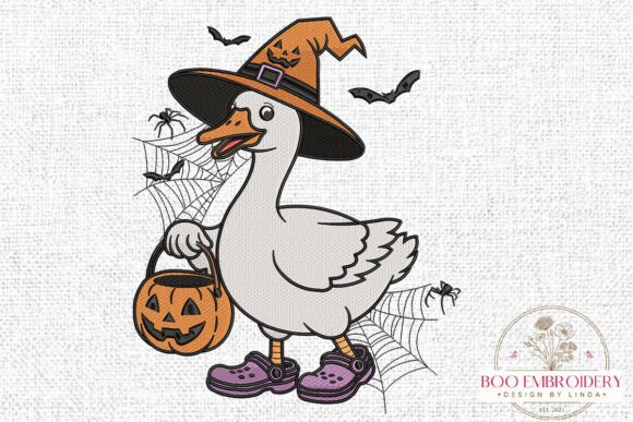 Witch Goose Halloween Embroidery Design