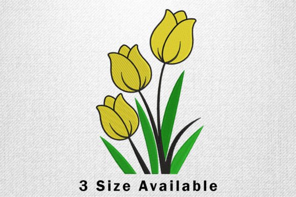 Yellow Tulip Trio Embroidery Design